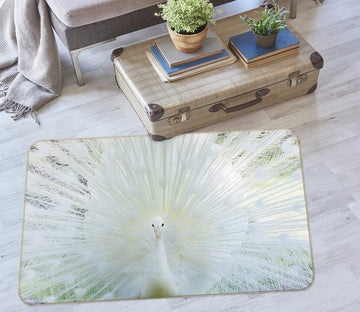 3D White Peacock 30070 Non Slip Rug Mat