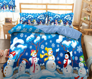 3D Snowman 45083 Christmas Quilt Duvet Cover Xmas Bed Pillowcases