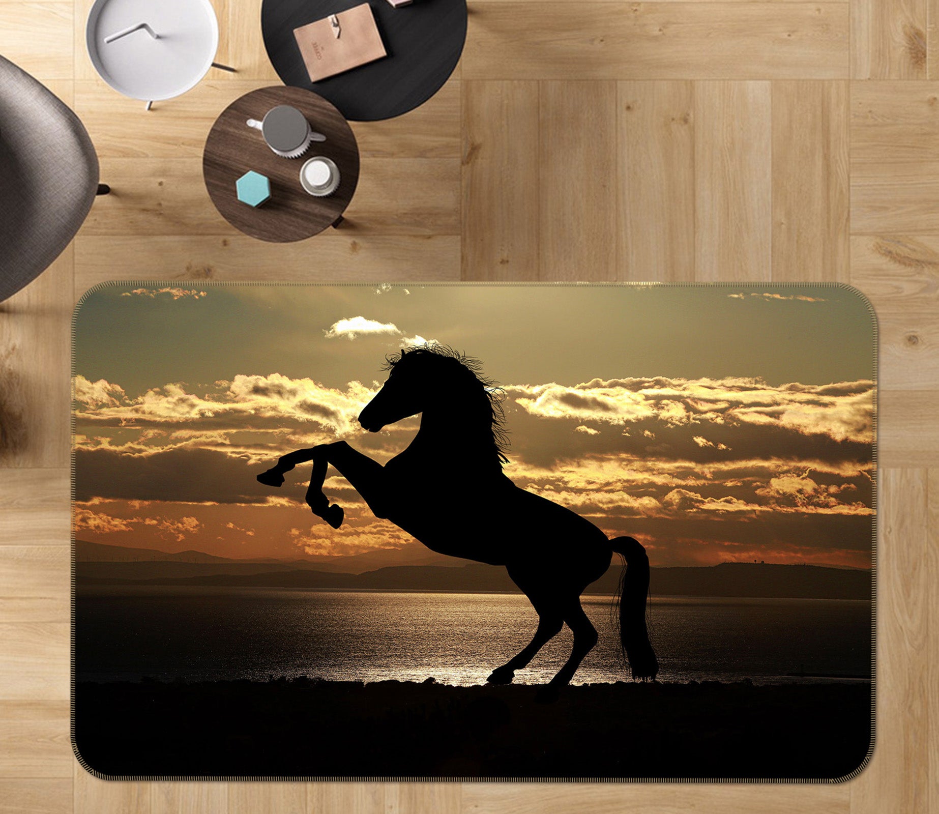 3D Sunset Horse 093 Animal Non Slip Rug Mat