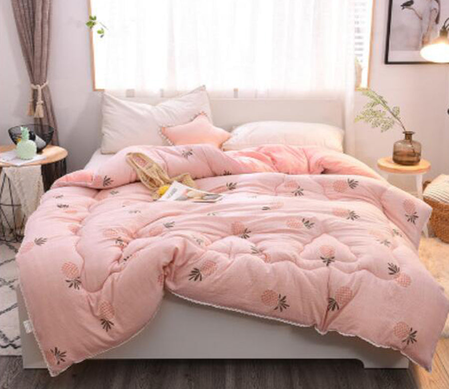 3D Pink Pineapple 18130 Bed Pillowcases Quilt
