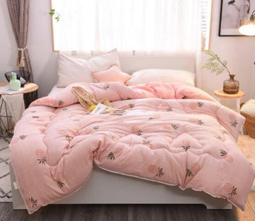 3D Pink Pineapple 18130 Bed Pillowcases Quilt