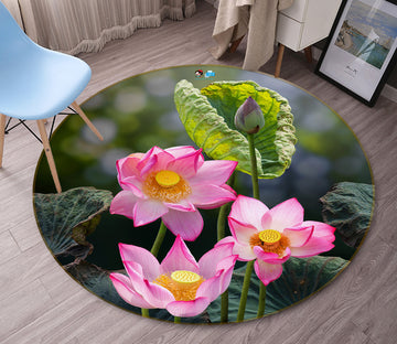 3D Lotus 71167 Round Non Slip Rug Mat