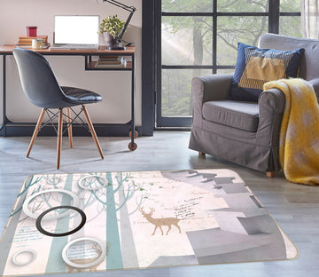 3D Ring Tree Deer 77235 Non Slip Rug Mat