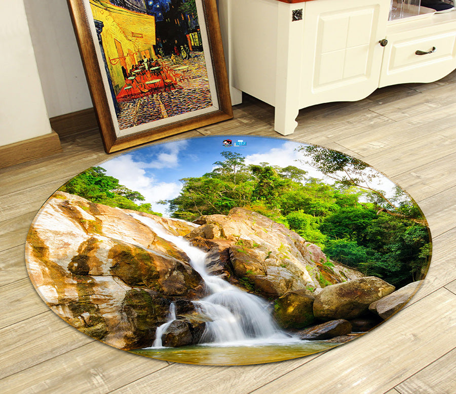 3D Waterfall 66184 Round Non Slip Rug Mat