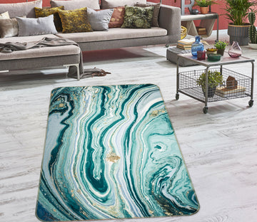 3D Green Lines 27059 Non Slip Rug Mat