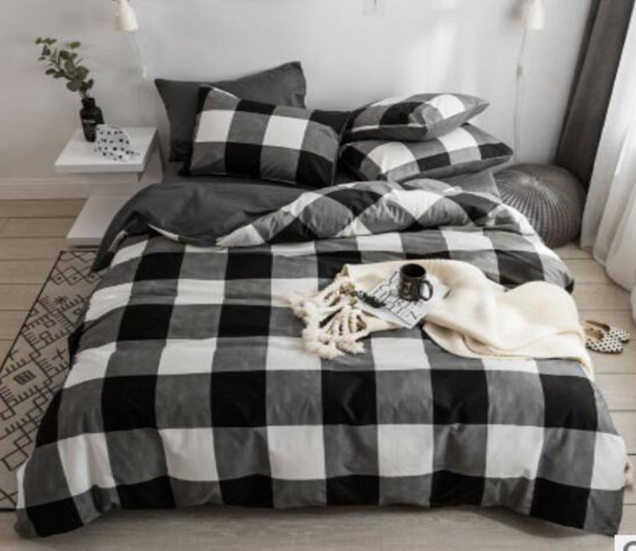 3D Large Black Grid 15074 Bed Pillowcases Quilt