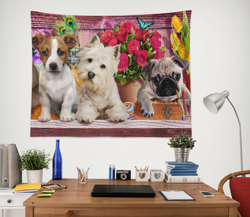 3D Rose Flower Pet Dog 707 Adrian Chesterman Tapestry Hanging Cloth Hang