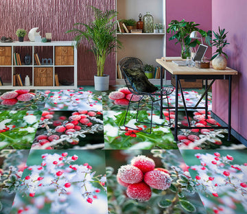 3D Snow Red Fruit 9872 Assaf Frank Floor Mural