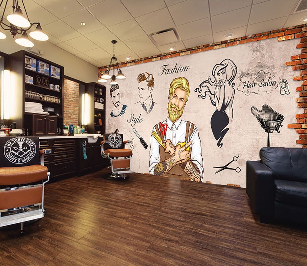 3D Fashion Style 1483 Barber Shop Wall Murals Wallpaper AJ Wallpaper 2 