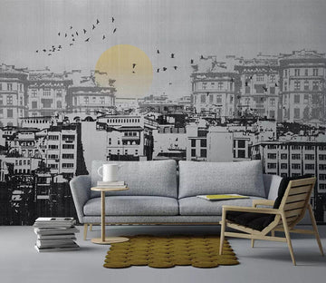 3D Black City WC811 Wall Murals