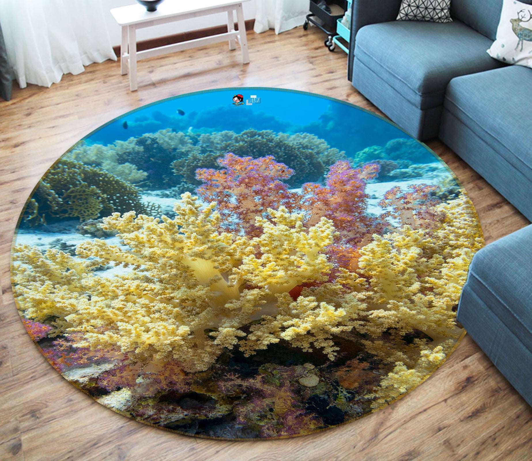 3D Sea Coral 69133 Round Non Slip Rug Mat