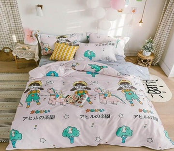 3D Cartoon Doll Tree 6164 Bed Pillowcases Quilt