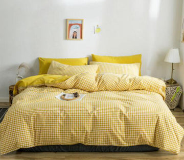 3D Yellow Grid 15044 Bed Pillowcases Quilt