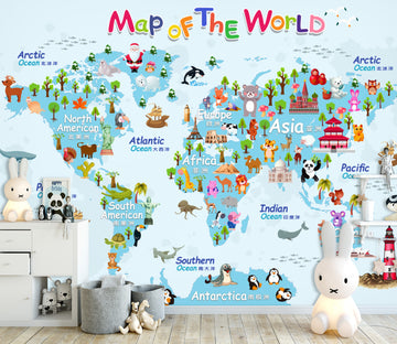 3D Animal Map 1642 Wall Murals