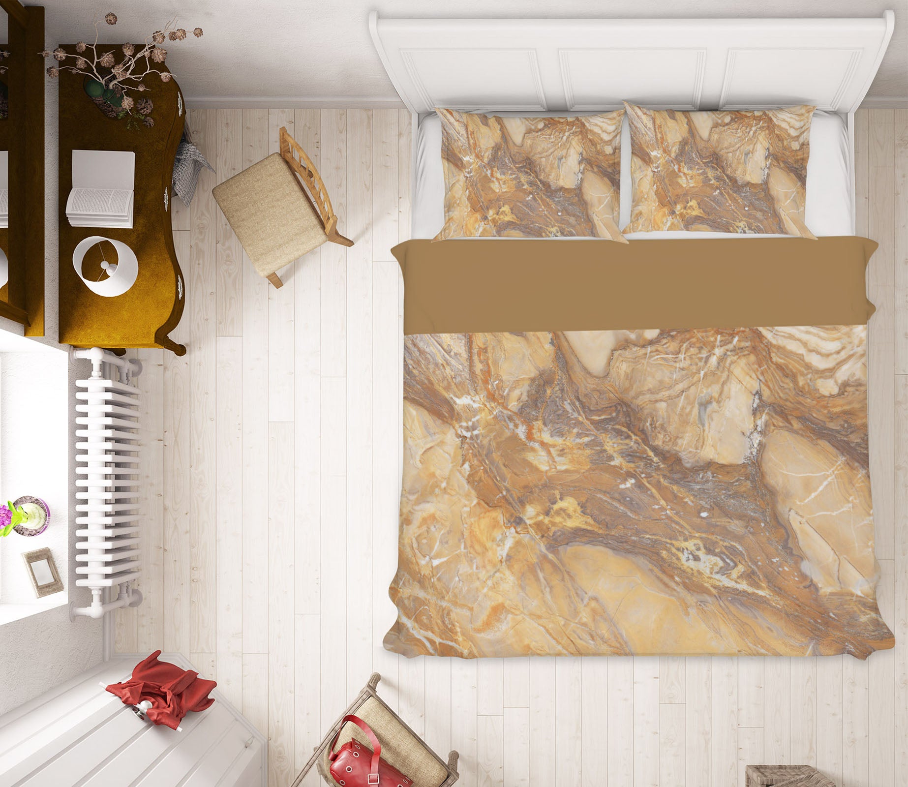 3D Yellow Marble Pattern 16006 Bed Pillowcases Quilt