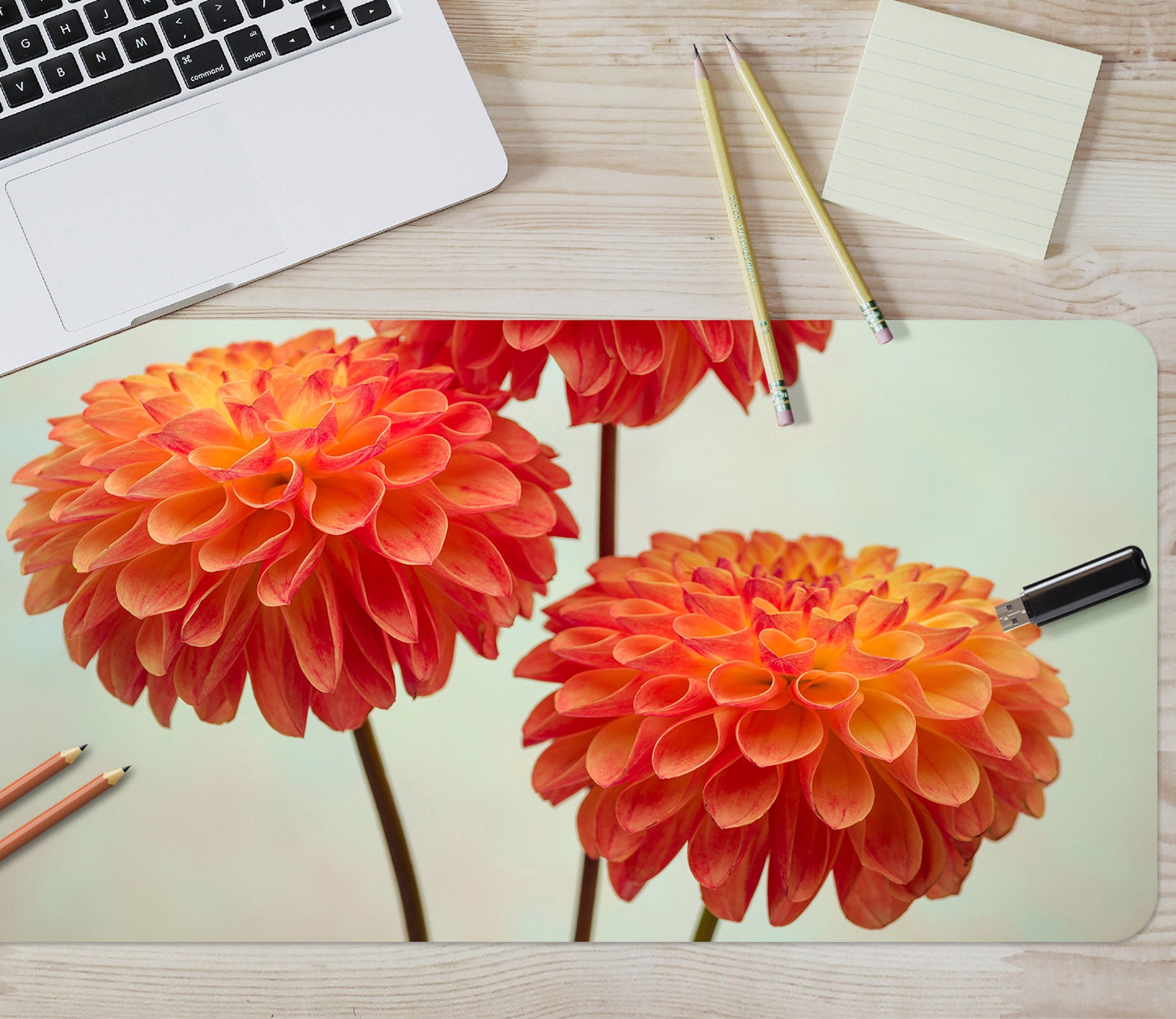 3D Orange Flower 7730 Assaf Frank Desk Mat
