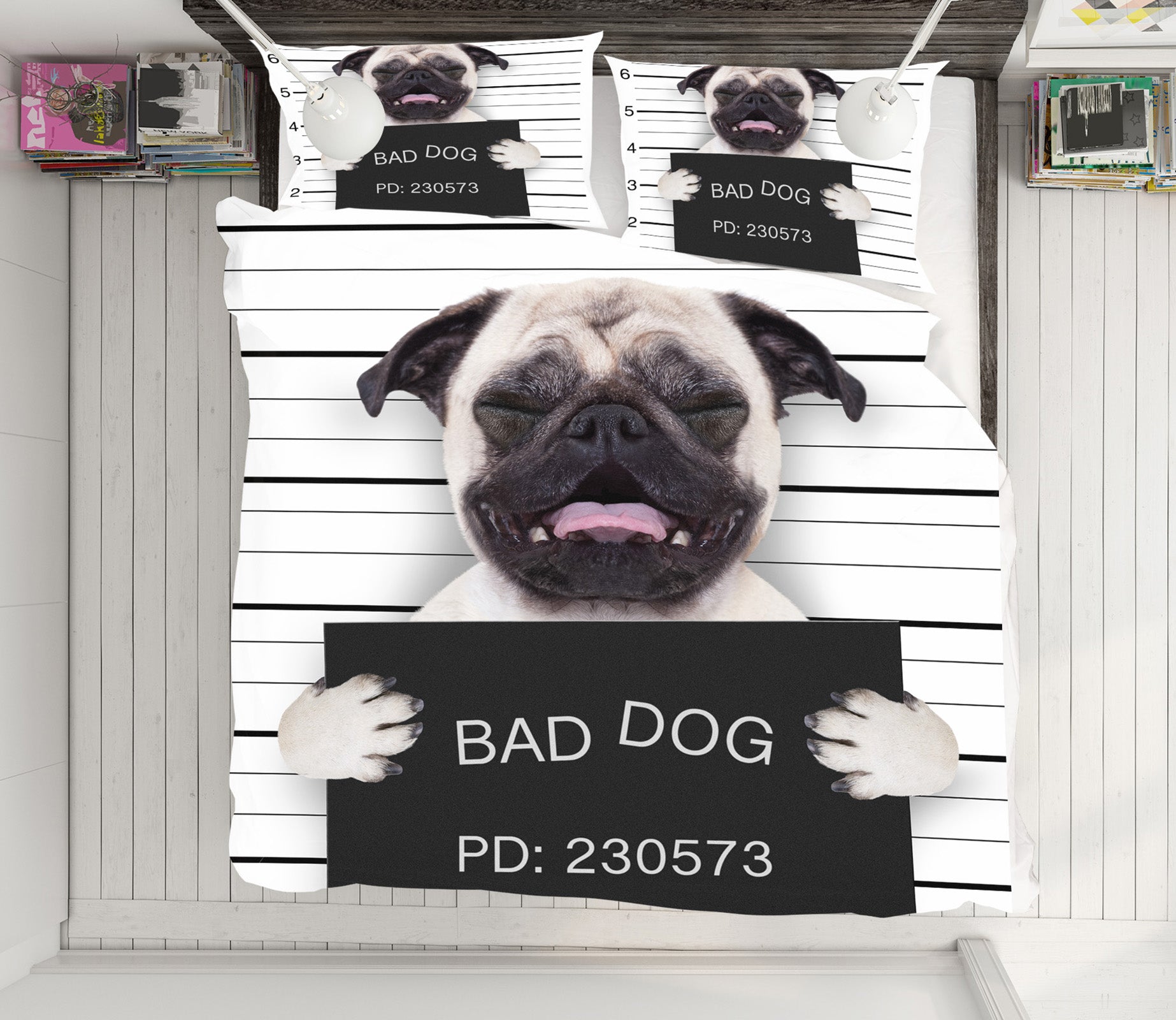 3D Pug Dog 15056 Bed Pillowcases Quilt