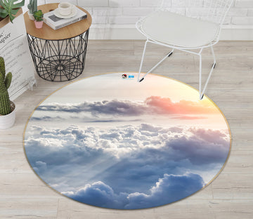 3D White Cloud 72138 Round Non Slip Rug Mat