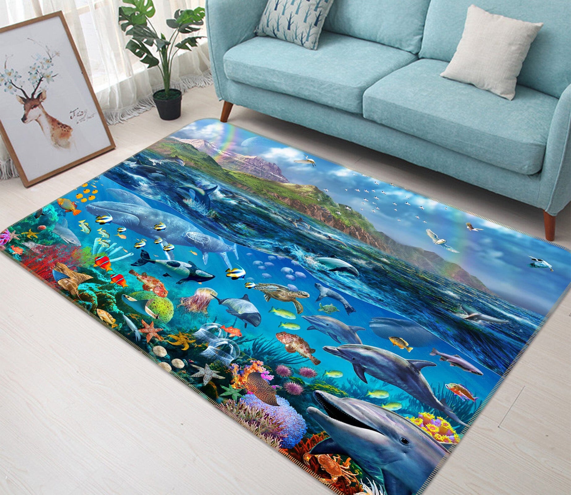 3D Marine Dolphin 1059 Adrian Chesterman Rug Non Slip Rug Mat Mat AJ Creativity Home 