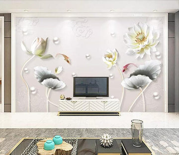 3D Lotus Pearl 1564 Wall Murals Wallpaper AJ Wallpaper 2 