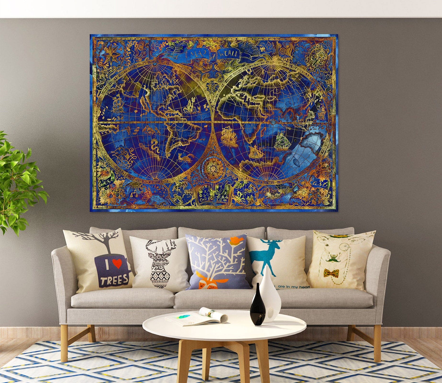 3D Deep Blue Sea 231 World Map Wall Sticker Wallpaper AJ Wallpaper 2 