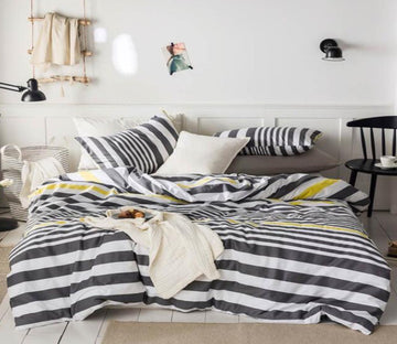 3D Black Horizontal Stripes 7036 Bed Pillowcases Quilt