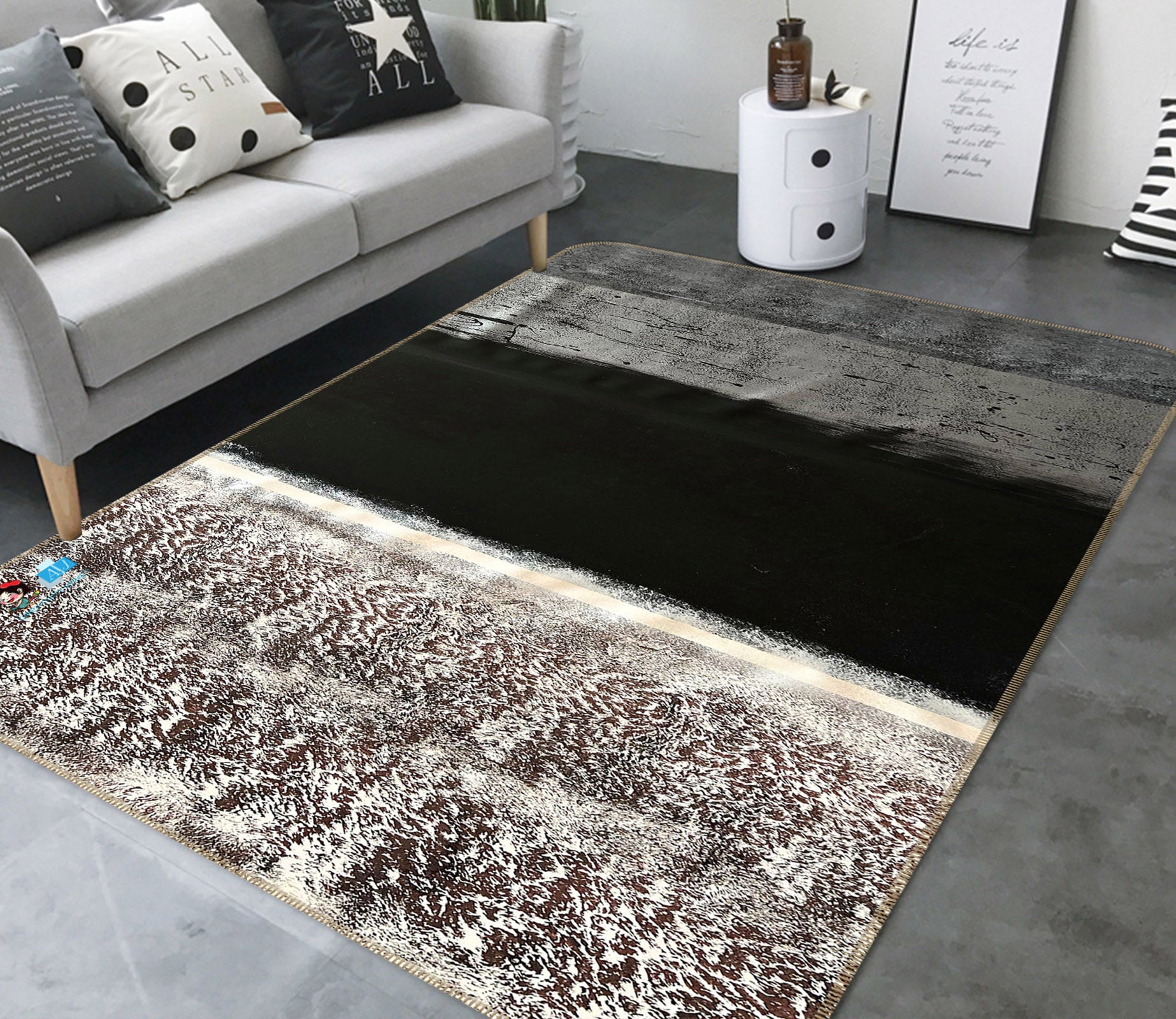 3D Dark Paint 4107 Skromova Marina Rug Non Slip Rug Mat