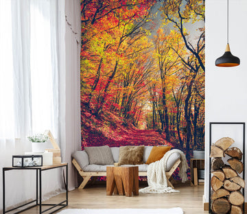 3D Yellow Leaf Forest 58106 Wall Murals