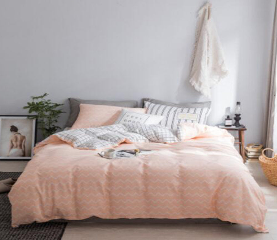 3D Flesh Pink Waves 14157 Bed Pillowcases Quilt