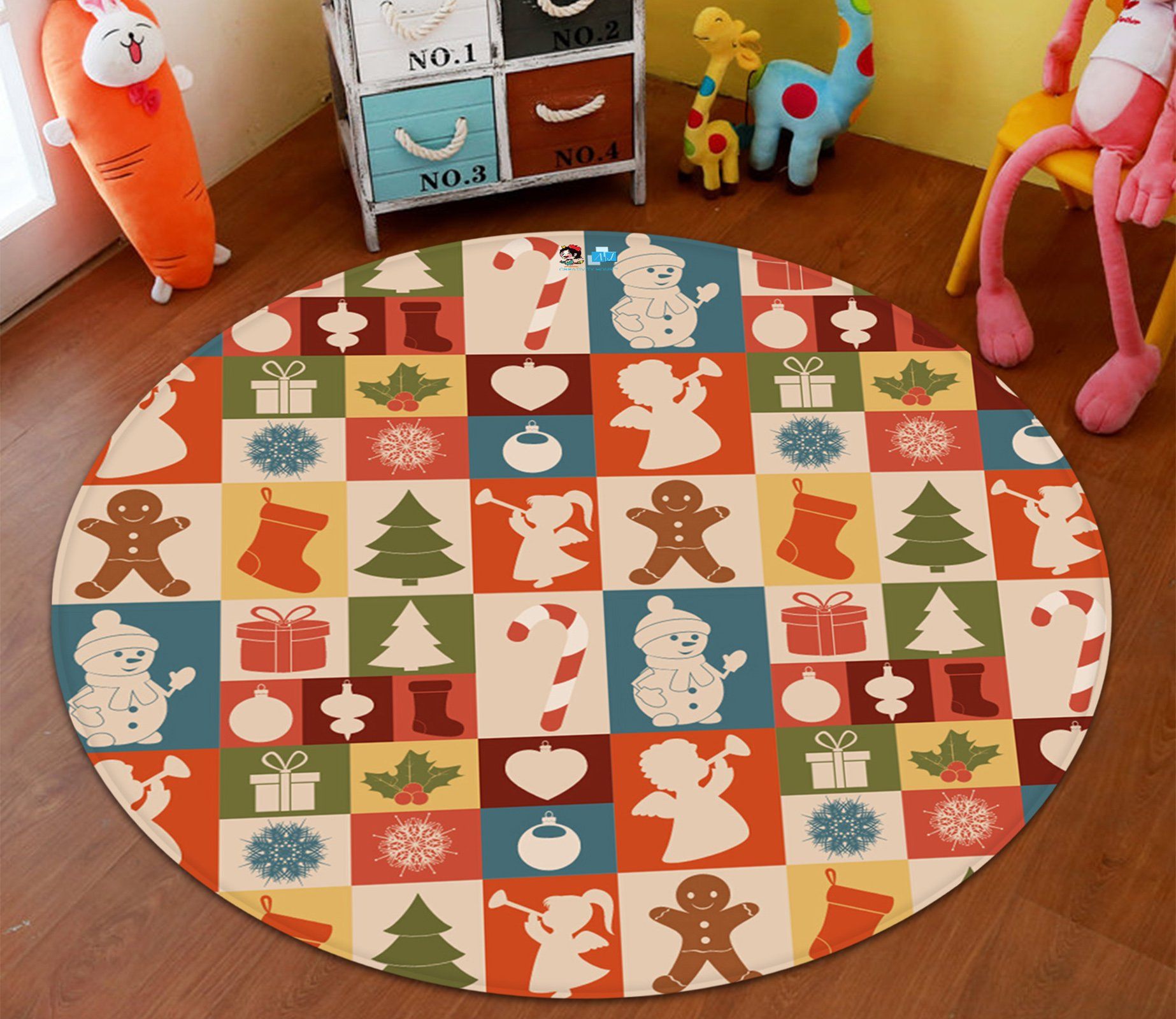 3D Palace Christmas Pattern 078 Round Non Slip Rug Mat Mat AJ Creativity Home 