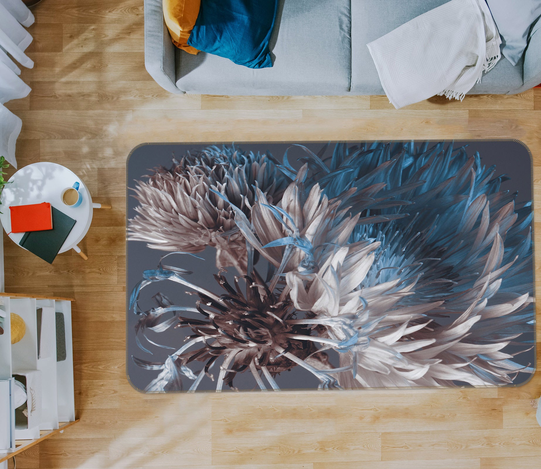 3D Chrysanthemum 37092 Non Slip Rug Mat