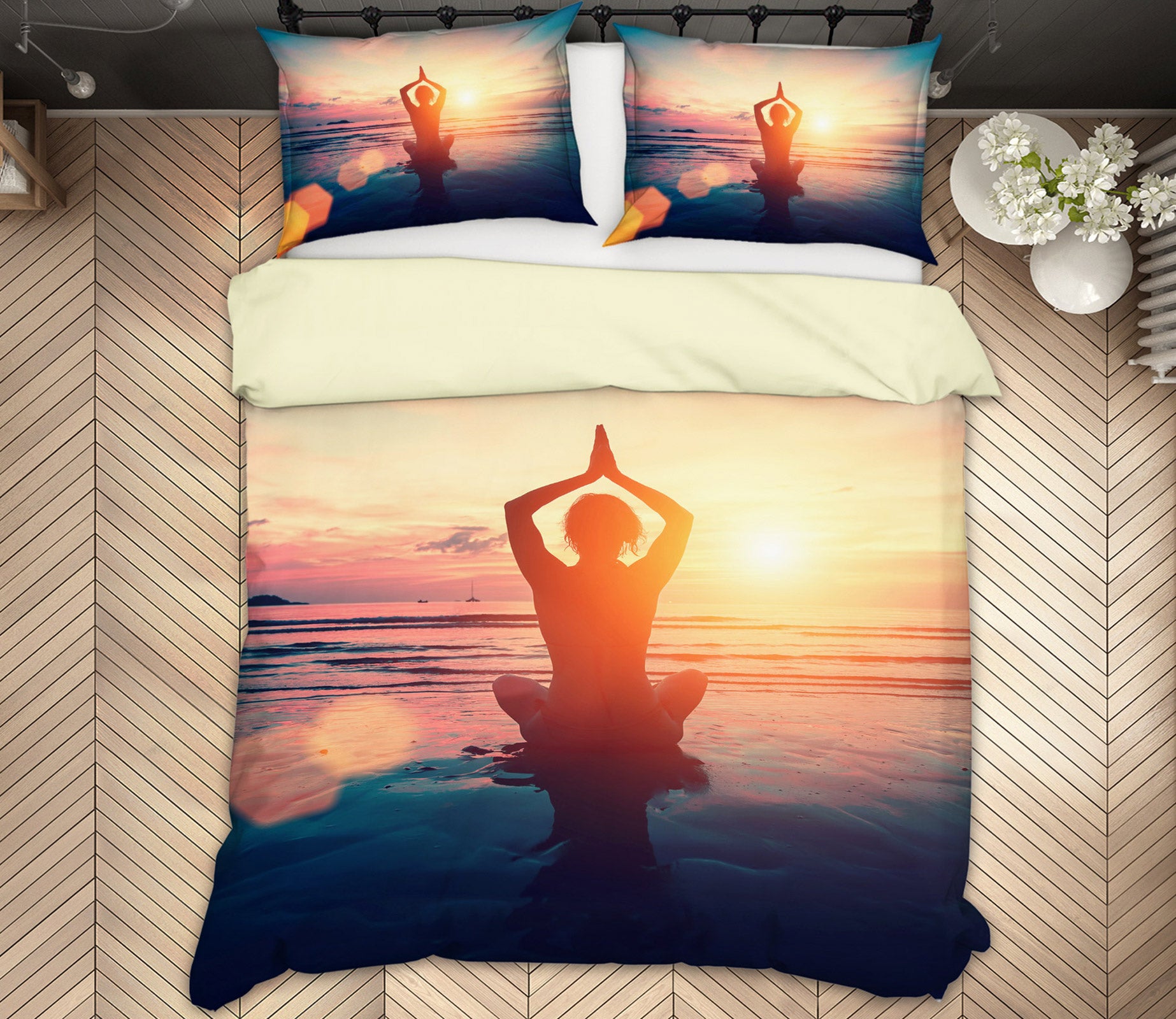 3D Yoga 14161 Bed Pillowcases Quilt