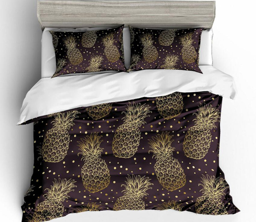 3D Golden Pineapple 1156 Bed Pillowcases Quilt