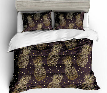 3D Golden Pineapple 1156 Bed Pillowcases Quilt