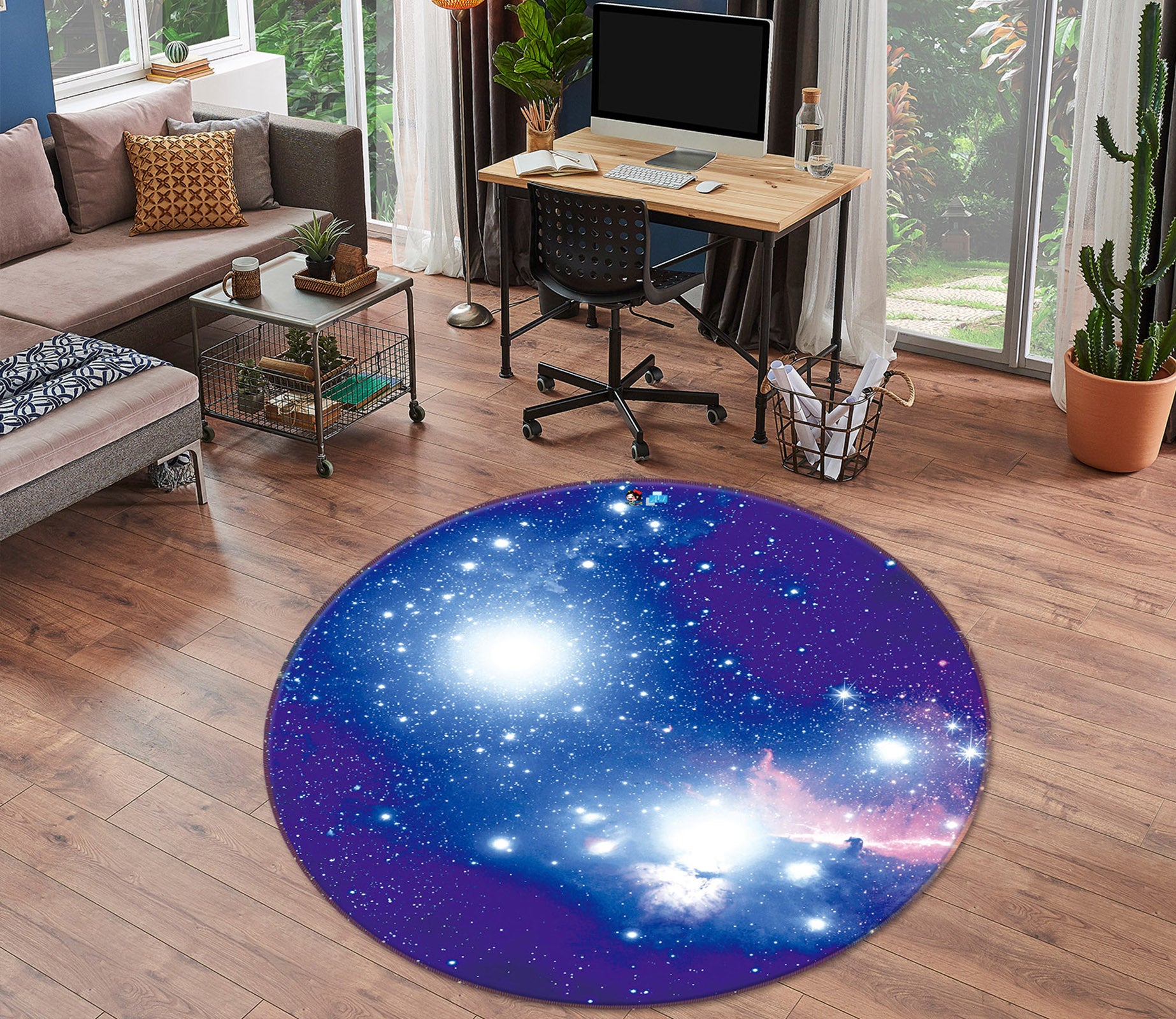 3D Starlight Starry Sky 74103 Round Non Slip Rug Mat