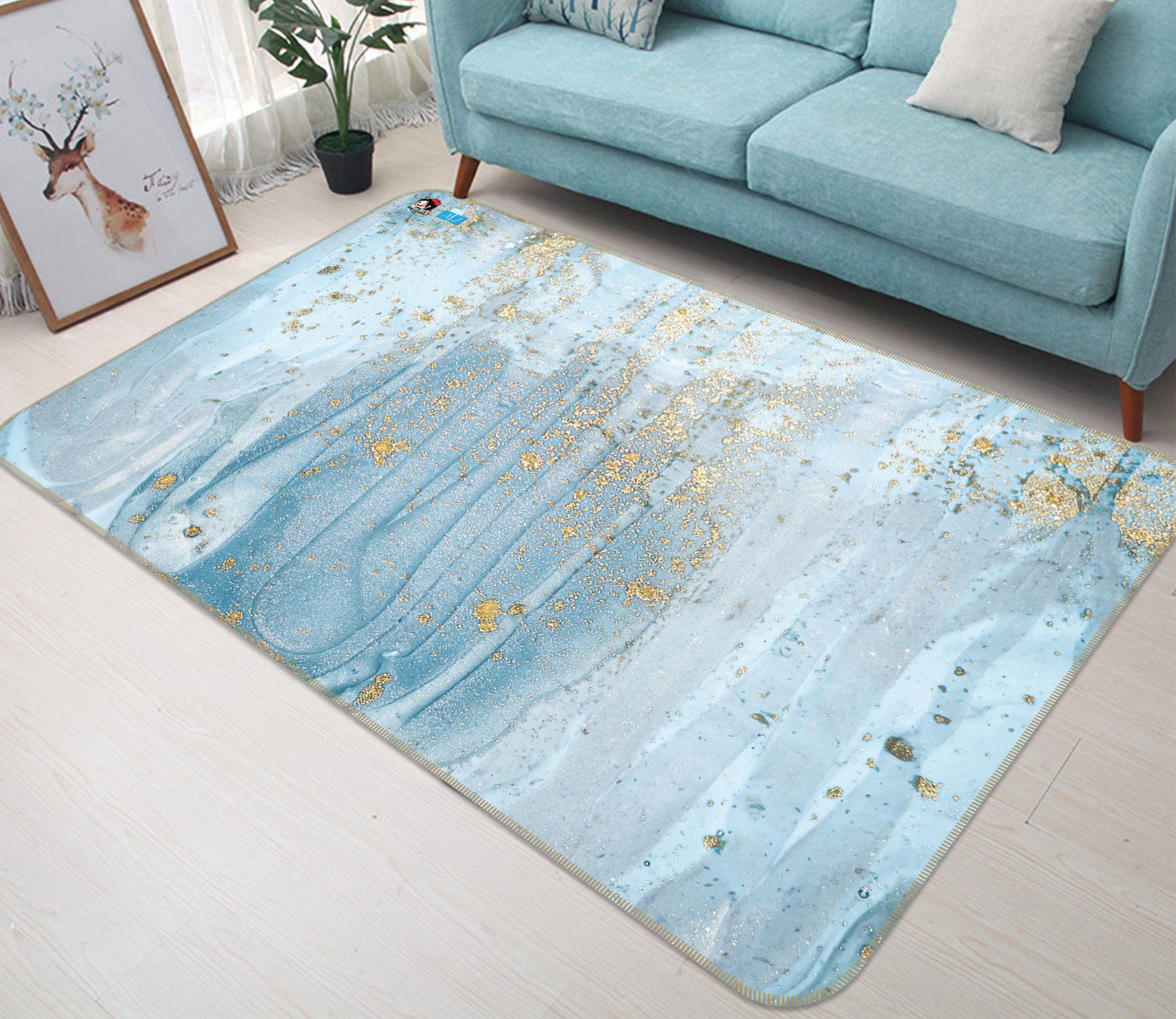 3D Sky Blue Marble 5832 Non Slip Rug Mat Mat AJ Creativity Home 