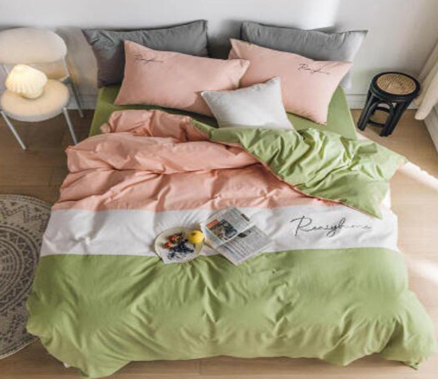 3D Pink White Green 30073 Bed Pillowcases Quilt