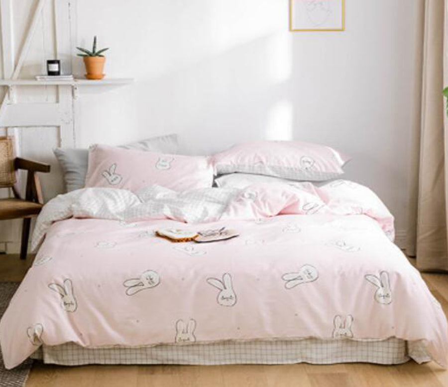 3D Light Pink Bunny 40105 Bed Pillowcases Quilt
