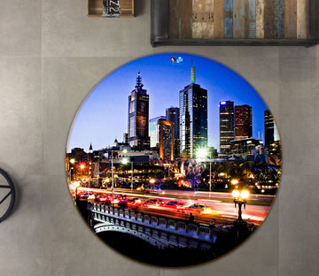 3D City Building 72086 Round Non Slip Rug Mat