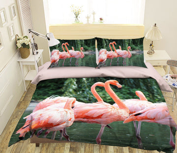 3D Flamingo 1933 Bed Pillowcases Quilt Quiet Covers AJ Creativity Home 