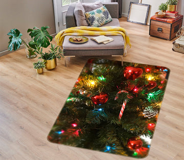 3D Tree Colored Balls 55051 Christmas Non Slip Rug Mat Xmas