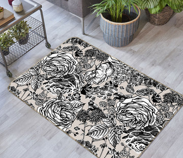 3D Black Ash Flowers 31047 Non Slip Rug Mat