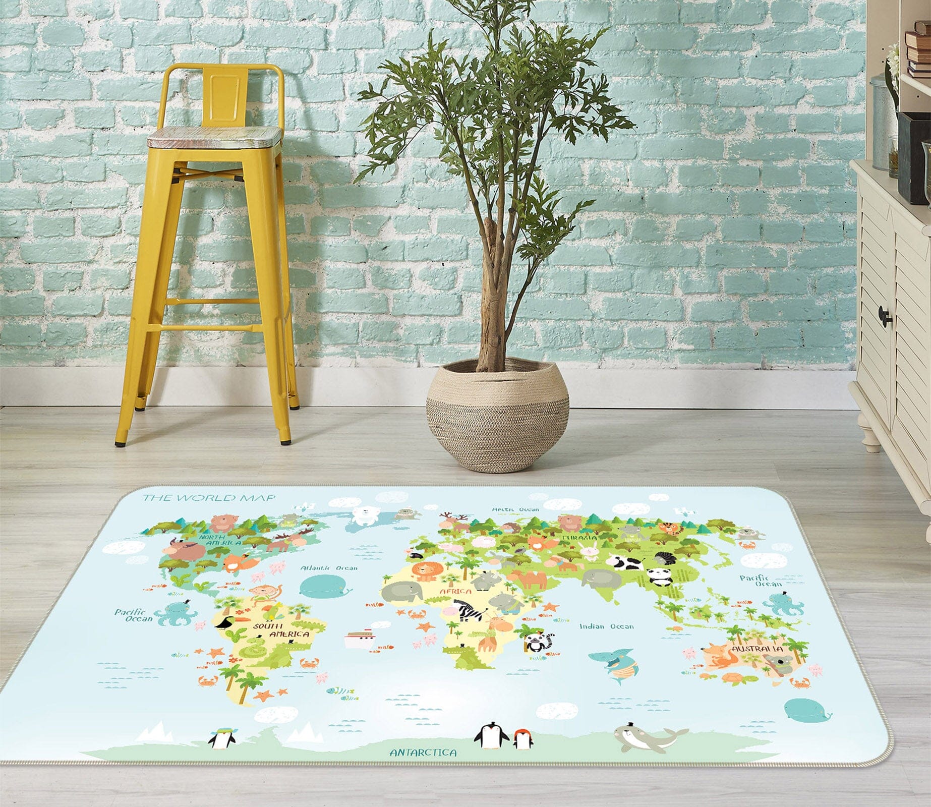 3D Living Land 306 World Map Non Slip Rug Mat Mat AJ Creativity Home 