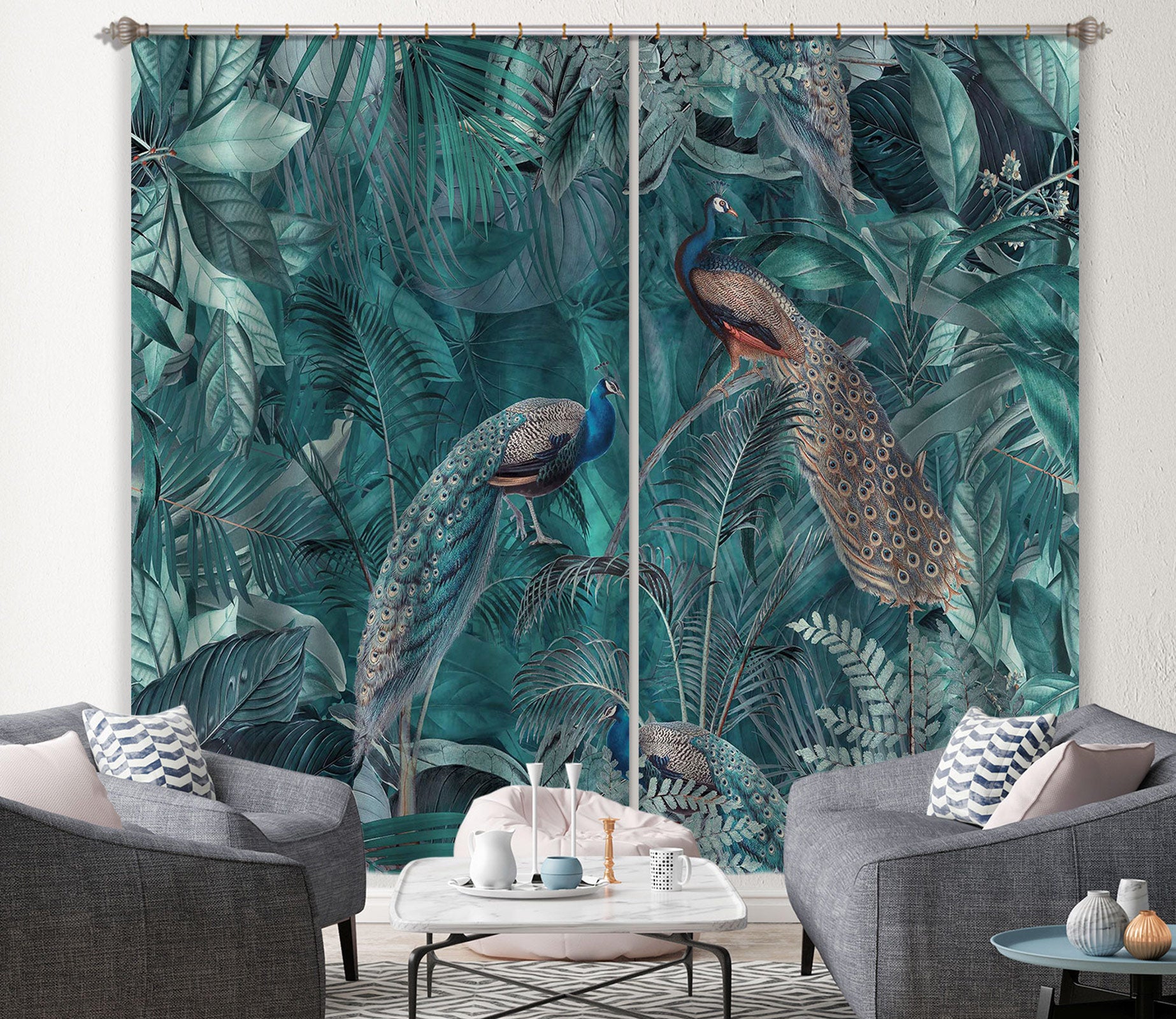 3D Peacock Leaves 012 Andrea haase Curtain Curtains Drapes