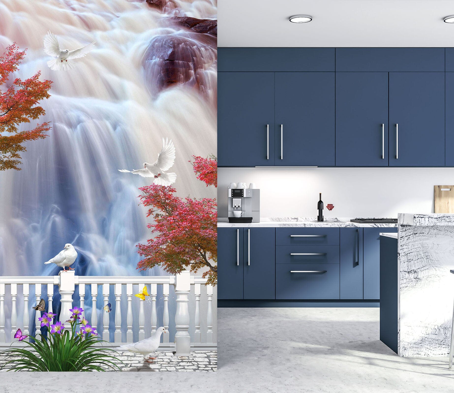 3D Valley Waterfall 1877 Wall Murals Wallpaper AJ Wallpaper 2 