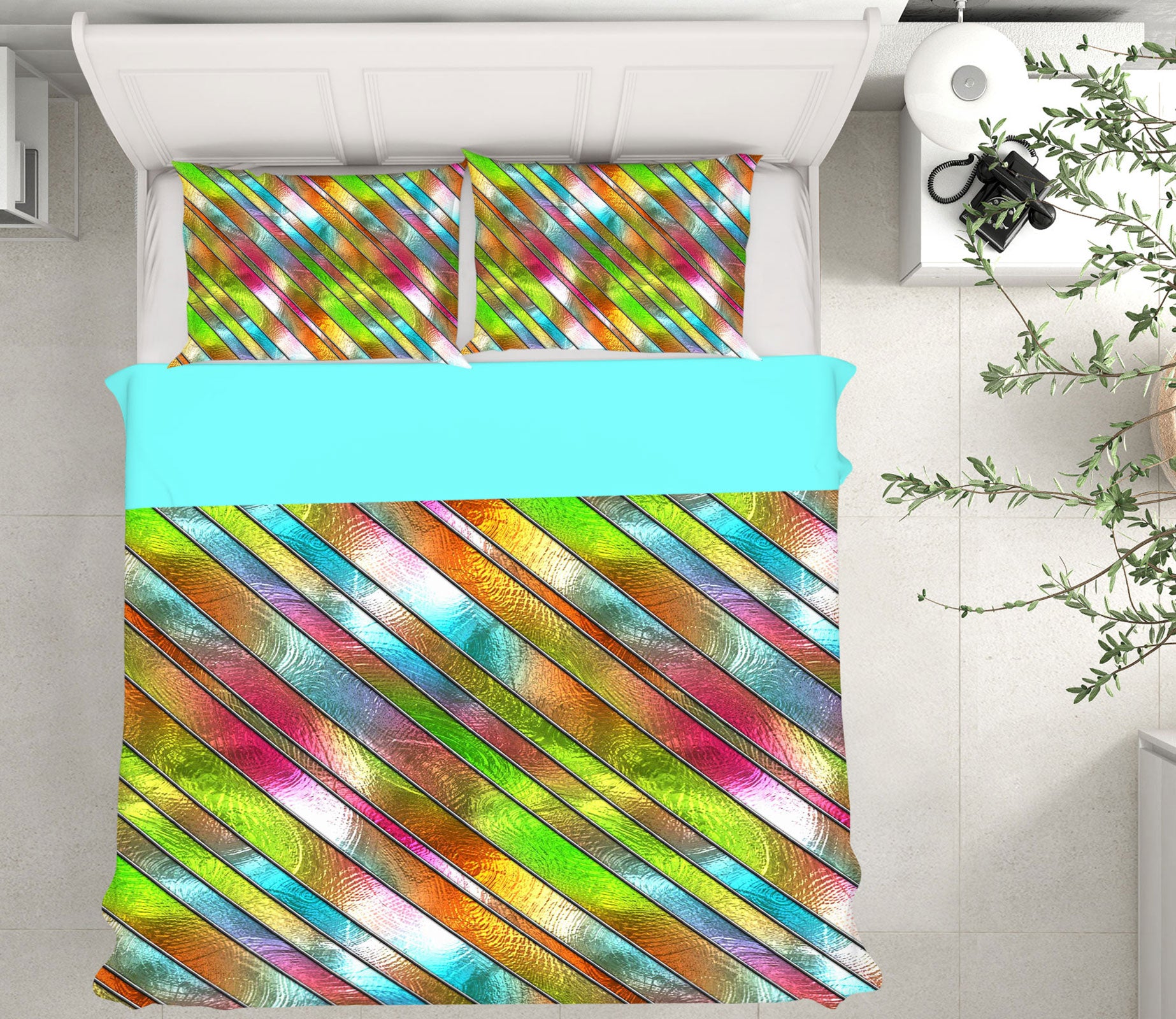 3D Color Diagonal Stripes 14062 Bed Pillowcases Quilt