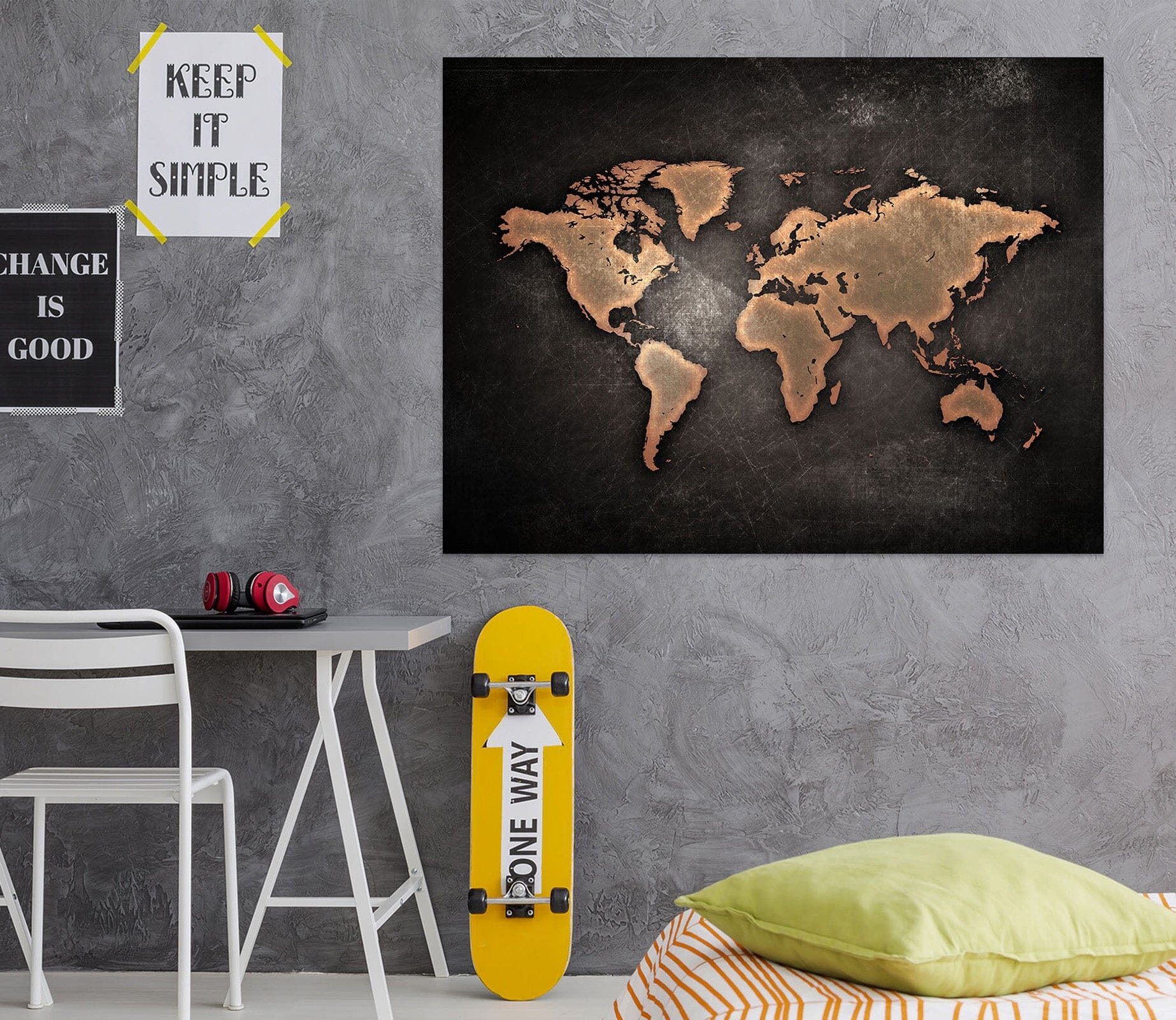 3D Gold Pattern 105 World Map Wall Sticker Wallpaper AJ Wallpaper 2 