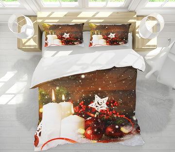 3D Snowing White Candle 51115 Christmas Quilt Duvet Cover Xmas Bed Pillowcases