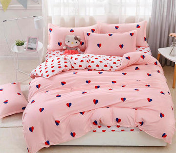 3D Blue And Red Love 2014 Bed Pillowcases Quilt