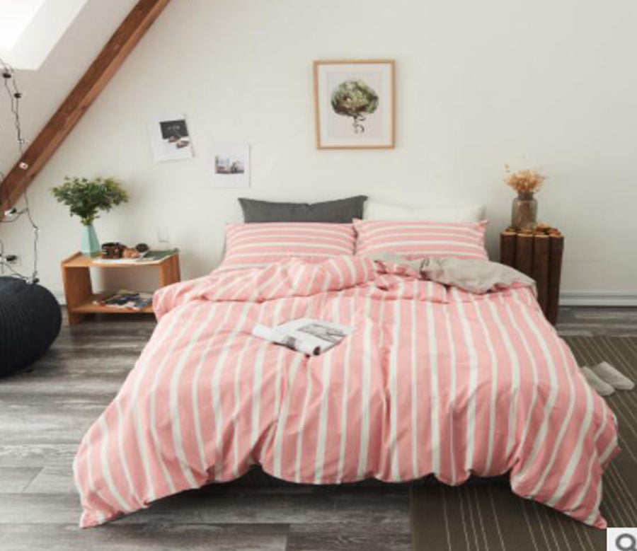 3D Pink Vertical Stripes 20337 Bed Pillowcases Quilt